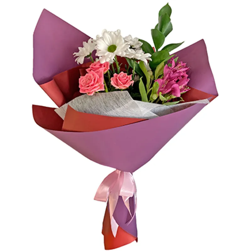 Букет с хризантемой, розой и альстромерией, доставка Кондопога